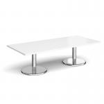 Pisa rectangular coffee table with round chrome bases 1800mm x 800mm - white PCR1800-WH