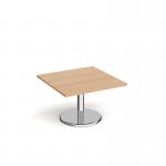 Pisa square coffee table with round chrome base 800mm - beech PCS800-B