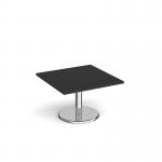 Pisa square coffee table with round chrome base 800mm - Black PCS800-BK