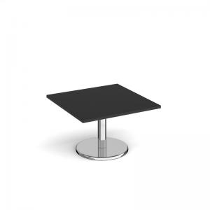 Pisa square coffee table with round chrome base 800mm - Black