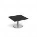 Pisa square coffee table with round chrome base 800mm - Black PCS800-BK