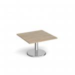 Pisa square coffee table with round chrome base 800mm - barcelona walnut PCS800-BW