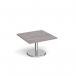 Pisa square coffee table with round chrome base 800mm - grey oak PCS800-GO