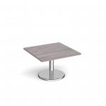 Pisa square coffee table with round chrome base 800mm - grey oak PCS800-GO