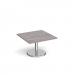 Pisa square coffee table with round chrome base 800mm - grey oak PCS800-GO