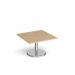 Pisa square coffee table with round chrome base 800mm - kendal oak PCS800-KO