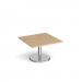 Pisa square coffee table with round chrome base 800mm - kendal oak PCS800-KO