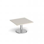 Pisa square coffee table with round chrome base 800mm - Light Grey PCS800-LG