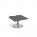Pisa square coffee table with round chrome base 800mm - Onyx Grey PCS800-OG