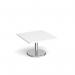 Pisa square coffee table with round chrome base 800mm - white PCS800-WH