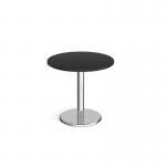Pisa circular dining table with round chrome base 800mm - Black PDC800-BK