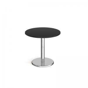 Pisa circular dining table with round chrome base 800mm - Black