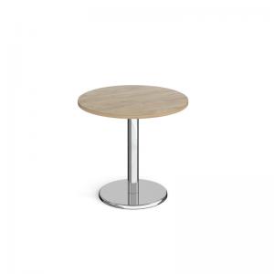 Pisa circular dining table with round chrome base 800mm - Barcelona