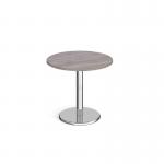 Pisa circular dining table with round chrome base 800mm - grey oak PDC800-GO