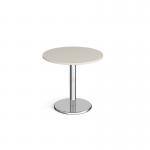 Pisa circular dining table with round chrome base 800mm - Light Grey PDC800-LG