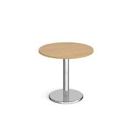 Pisa circular dining table with round chrome base 800mm - oak PDC800-O