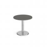 Pisa circular dining table with round chrome base 800mm - Onyx Grey PDC800-OG