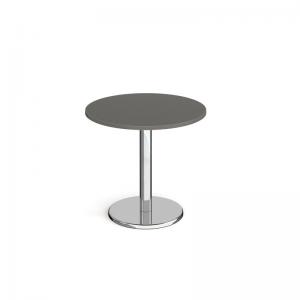 Pisa circular dining table with round chrome base 800mm - Onyx Grey