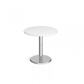 Pisa circular dining table with round chrome base 800mm - white PDC800-WH