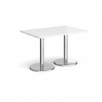 Pisa rectangular dining table with round chrome bases 1200mm x 800mm - white