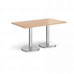 Pisa rectangular dining table with round chrome bases 1400mm x 800mm - beech PDR1400-B