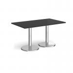 Pisa rectangular dining table with round chrome bases 1400mm x 800mm - Black PDR1400-BK