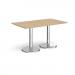 Pisa rectangular dining table with round chrome bases 1400mm x 800mm - kendal oak PDR1400-KO