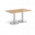 Pisa rectangular dining table with round chrome bases 1400mm x 800mm - oak