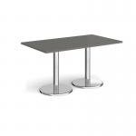 Pisa rectangular dining table with round chrome bases 1400mm x 800mm - Onyx Grey PDR1400-OG