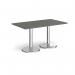 Pisa rectangular dining table with round chrome bases 1400mm x 800mm - Onyx Grey PDR1400-OG