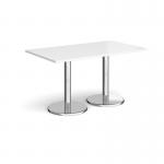 Pisa rectangular dining table with round chrome bases 1400mm x 800mm - white