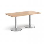 Pisa rectangular dining table with round chrome bases 1600mm x 800mm - beech