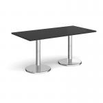 Pisa rectangular dining table with round chrome bases 1600mm x 800mm - Black PDR1600-BK