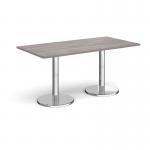 Pisa rectangular dining table with round chrome bases 1600mm x 800mm - grey oak PDR1600-GO