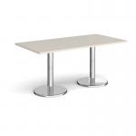 Pisa rectangular dining table with round chrome bases 1600mm x 800mm - Light Grey PDR1600-LG
