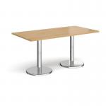Pisa rectangular dining table with round chrome bases 1600mm x 800mm - oak