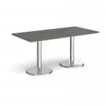 Pisa rectangular dining table with round chrome bases 1600mm x 800mm - Onyx Grey PDR1600-OG