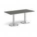 Pisa rectangular dining table with round chrome bases 1600mm x 800mm - Onyx Grey PDR1600-OG