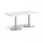 Pisa rectangular dining table with round chrome bases 1600mm x 800mm - white