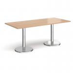 Pisa rectangular dining table with round chrome bases 1800mm x 800mm - beech PDR1800-B