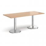 Pisa rectangular dining table with round chrome bases 1800mm x 800mm - beech PDR1800-B
