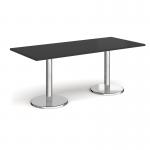 Pisa rectangular dining table with round chrome bases 1800mm x 800mm - Black PDR1800-BK