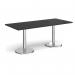 Pisa rectangular dining table with round chrome bases 1800mm x 800mm - Black PDR1800-BK