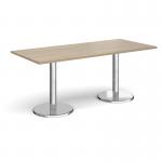 Pisa rectangular dining table with round chrome bases 1800mm x 800mm - barcelona walnut PDR1800-BW