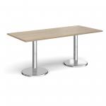 Pisa rectangular dining table with round chrome bases 1800mm x 800mm - barcelona walnut PDR1800-BW