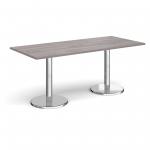 Pisa rectangular dining table with round chrome bases 1800mm x 800mm - grey oak PDR1800-GO