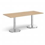 Pisa rectangular dining table with round chrome bases 1800mm x 800mm - kendal oak PDR1800-KO
