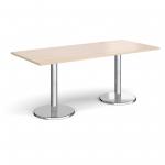 Pisa rectangular dining table with round chrome bases 1800mm x 800mm - maple