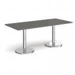Pisa rectangular dining table with round chrome bases 1800mm x 800mm - Onyx Grey PDR1800-OG