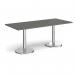 Pisa rectangular dining table with round chrome bases 1800mm x 800mm - Onyx Grey PDR1800-OG